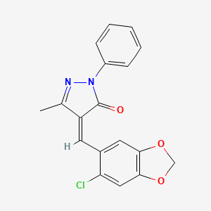 molecular formula C18H13ClN2O3 B5911036 4-[(6-chloro-1,3-benzodioxol-5-yl)methylene]-5-methyl-2-phenyl-2,4-dihydro-3H-pyrazol-3-one 