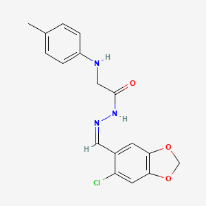 molecular formula C17H16ClN3O3 B5911117 N'-[(6-chloro-1,3-benzodioxol-5-yl)methylene]-2-[(4-methylphenyl)amino]acetohydrazide 
