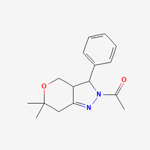 molecular formula C16H20N2O2 B5911676 2-acetyl-6,6-dimethyl-3-phenyl-2,3,3a,4,6,7-hexahydropyrano[4,3-c]pyrazole 