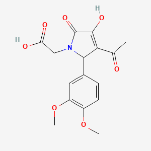 molecular formula C16H17NO7 B5911750 [3-acetyl-2-(3,4-dimethoxyphenyl)-4-hydroxy-5-oxo-2,5-dihydro-1H-pyrrol-1-yl]acetic acid 