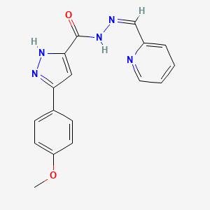 molecular formula C17H15N5O2 B5911761 3-(4-methoxyphenyl)-N'-(2-pyridinylmethylene)-1H-pyrazole-5-carbohydrazide 