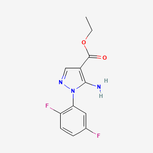 molecular formula C12H11F2N3O2 B591186 Ethyl 5-amino-1-(2,5-difluorophenyl)pyrazole-4-carboxylate CAS No. 138907-69-4
