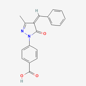 molecular formula C18H14N2O3 B5911940 4-(4-benzylidene-3-methyl-5-oxo-4,5-dihydro-1H-pyrazol-1-yl)benzoic acid 