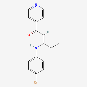 molecular formula C16H15BrN2O B5911995 3-[(4-bromophenyl)amino]-1-(4-pyridinyl)-2-penten-1-one 
