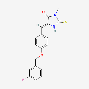molecular formula C18H15FN2O2S B5912072 5-{4-[(3-fluorobenzyl)oxy]benzylidene}-3-methyl-2-thioxo-4-imidazolidinone 