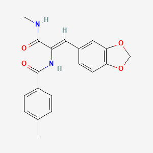 molecular formula C19H18N2O4 B5912159 N-{2-(1,3-benzodioxol-5-yl)-1-[(methylamino)carbonyl]vinyl}-4-methylbenzamide 