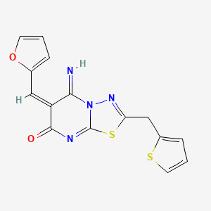 molecular formula C15H10N4O2S2 B5912171 6-(2-furylmethylene)-5-imino-2-(2-thienylmethyl)-5,6-dihydro-7H-[1,3,4]thiadiazolo[3,2-a]pyrimidin-7-one 