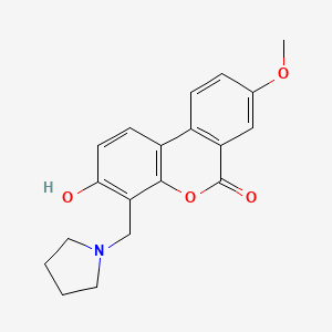 molecular formula C19H19NO4 B5912289 3-hydroxy-8-methoxy-4-(1-pyrrolidinylmethyl)-6H-benzo[c]chromen-6-one 