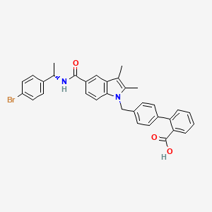 molecular formula C33H29BrN2O3 B591233 (S)-4'-((5-((1-(4-bromophenyl)ethyl)carbamoyl)-2,3-dimethyl-1H-indol-1-yl)methyl)-[1,1'-biphenyl]-2-carboxylic acid CAS No. 1338259-06-5
