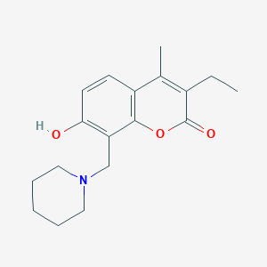 molecular formula C18H23NO3 B5912355 3-ethyl-7-hydroxy-4-methyl-8-(1-piperidinylmethyl)-2H-chromen-2-one 