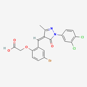 molecular formula C19H13BrCl2N2O4 B5912465 (4-bromo-2-{[1-(3,4-dichlorophenyl)-3-methyl-5-oxo-1,5-dihydro-4H-pyrazol-4-ylidene]methyl}phenoxy)acetic acid 