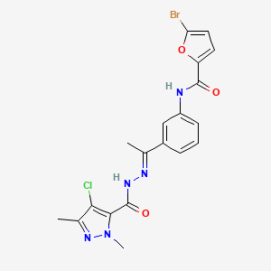 5-bromo-N-(3-{N-[(4-chloro-1,3-dimethyl-1H-pyrazol-5-yl)carbonyl]ethanehydrazonoyl}phenyl)-2-furamide
