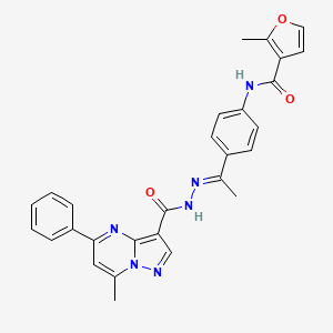 molecular formula C28H24N6O3 B5912488 2-methyl-N-(4-{N-[(7-methyl-5-phenylpyrazolo[1,5-a]pyrimidin-3-yl)carbonyl]ethanehydrazonoyl}phenyl)-3-furamide 