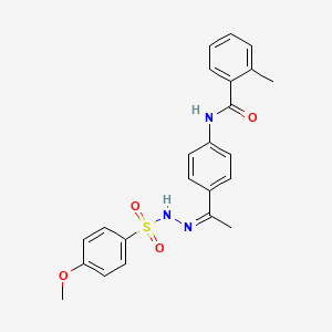molecular formula C23H23N3O4S B5912503 N-(4-{N-[(4-methoxyphenyl)sulfonyl]ethanehydrazonoyl}phenyl)-2-methylbenzamide 