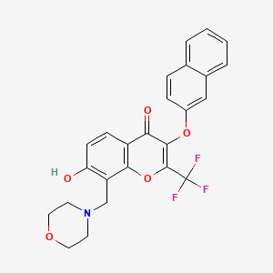 molecular formula C25H20F3NO5 B5912509 7-hydroxy-8-(4-morpholinylmethyl)-3-(2-naphthyloxy)-2-(trifluoromethyl)-4H-chromen-4-one 