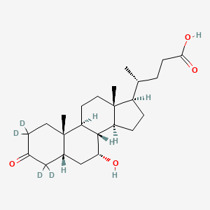 molecular formula C24H34D4O4 B591253 (4R)-4-[(5R,7R,10S,13R,14S,17R)-2,2,4,4-Tetradeuterio-7-hydroxy-10,13-dimethyl-3-oxo-1,5,6,7,8,9,11,12,14,15,16,17-dodecahydrocyclopenta[a]phenanthren-17-yl]pentanoicacid CAS No. 99102-72-4