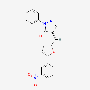 molecular formula C21H15N3O4 B5912704 5-methyl-4-{[5-(3-nitrophenyl)-2-furyl]methylene}-2-phenyl-2,4-dihydro-3H-pyrazol-3-one 