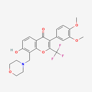 molecular formula C23H22F3NO6 B5912829 3-(3,4-dimethoxyphenyl)-7-hydroxy-8-(4-morpholinylmethyl)-2-(trifluoromethyl)-4H-chromen-4-one 