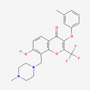 molecular formula C23H23F3N2O4 B5912851 7-hydroxy-3-(3-methylphenoxy)-8-[(4-methyl-1-piperazinyl)methyl]-2-(trifluoromethyl)-4H-chromen-4-one 