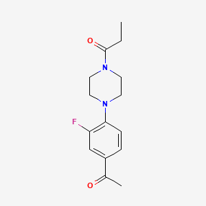molecular formula C15H19FN2O2 B5912871 1-[3-fluoro-4-(4-propionyl-1-piperazinyl)phenyl]ethanone 