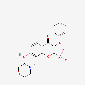 molecular formula C25H26F3NO5 B5912886 3-(4-tert-butylphenoxy)-7-hydroxy-8-(4-morpholinylmethyl)-2-(trifluoromethyl)-4H-chromen-4-one 