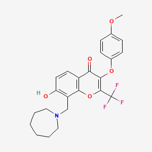 molecular formula C24H24F3NO5 B5912893 8-(1-azepanylmethyl)-7-hydroxy-3-(4-methoxyphenoxy)-2-(trifluoromethyl)-4H-chromen-4-one 