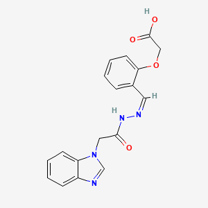 {2-[2-(1H-benzimidazol-1-ylacetyl)carbonohydrazonoyl]phenoxy}acetic acid
