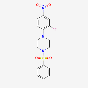 molecular formula C16H16FN3O4S B5912912 1-(2-fluoro-4-nitrophenyl)-4-(phenylsulfonyl)piperazine 