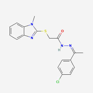 molecular formula C18H17ClN4OS B5912913 N'-[1-(4-chlorophenyl)ethylidene]-2-[(1-methyl-1H-benzimidazol-2-yl)thio]acetohydrazide 