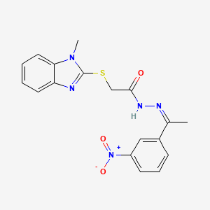 molecular formula C18H17N5O3S B5912921 2-[(1-methyl-1H-benzimidazol-2-yl)thio]-N'-[1-(3-nitrophenyl)ethylidene]acetohydrazide 