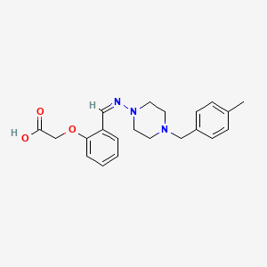 molecular formula C21H25N3O3 B5912927 [2-({[4-(4-methylbenzyl)-1-piperazinyl]imino}methyl)phenoxy]acetic acid 