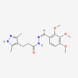 molecular formula C18H24N4O4 B5912955 3-(3,5-dimethyl-1H-pyrazol-4-yl)-N'-(2,3,4-trimethoxybenzylidene)propanohydrazide 