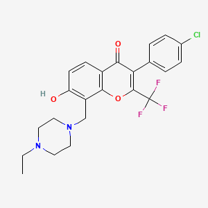 molecular formula C23H22ClF3N2O3 B5912967 3-(4-chlorophenyl)-8-[(4-ethyl-1-piperazinyl)methyl]-7-hydroxy-2-(trifluoromethyl)-4H-chromen-4-one 