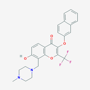 molecular formula C26H23F3N2O4 B5912977 7-hydroxy-8-[(4-methyl-1-piperazinyl)methyl]-3-(2-naphthyloxy)-2-(trifluoromethyl)-4H-chromen-4-one 