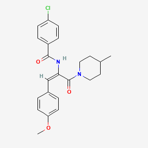 4-chloro-N-{2-(4-methoxyphenyl)-1-[(4-methyl-1-piperidinyl)carbonyl]vinyl}benzamide