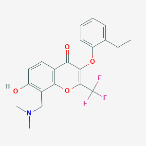molecular formula C22H22F3NO4 B5912992 8-[(dimethylamino)methyl]-7-hydroxy-3-(2-isopropylphenoxy)-2-(trifluoromethyl)-4H-chromen-4-one 