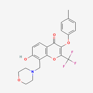 molecular formula C22H20F3NO5 B5912999 7-hydroxy-3-(4-methylphenoxy)-8-(4-morpholinylmethyl)-2-(trifluoromethyl)-4H-chromen-4-one 