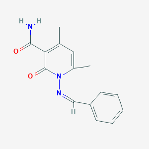 molecular formula C15H15N3O2 B5913013 1-(benzylideneamino)-4,6-dimethyl-2-oxo-1,2-dihydro-3-pyridinecarboxamide 