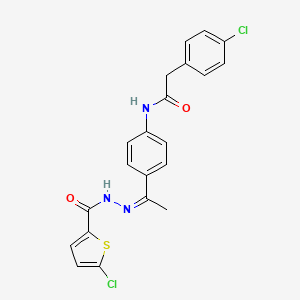 molecular formula C21H17Cl2N3O2S B5913065 2-(4-chlorophenyl)-N-(4-{N-[(5-chloro-2-thienyl)carbonyl]ethanehydrazonoyl}phenyl)acetamide 