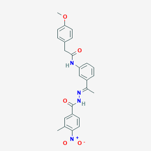 molecular formula C25H24N4O5 B5913073 2-(4-methoxyphenyl)-N-{3-[N-(3-methyl-4-nitrobenzoyl)ethanehydrazonoyl]phenyl}acetamide 