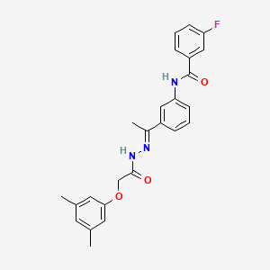 molecular formula C25H24FN3O3 B5913082 N-(3-{N-[(3,5-dimethylphenoxy)acetyl]ethanehydrazonoyl}phenyl)-3-fluorobenzamide 