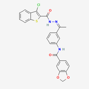 N-(3-{N-[(3-chloro-1-benzothien-2-yl)carbonyl]ethanehydrazonoyl}phenyl)-1,3-benzodioxole-5-carboxamide