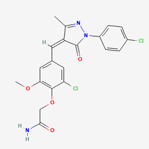 molecular formula C20H17Cl2N3O4 B5913105 2-(2-chloro-4-{[1-(4-chlorophenyl)-3-methyl-5-oxo-1,5-dihydro-4H-pyrazol-4-ylidene]methyl}-6-methoxyphenoxy)acetamide 