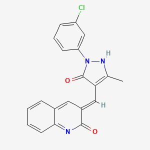 molecular formula C20H14ClN3O2 B5913116 3-{[1-(3-chlorophenyl)-3-methyl-5-oxo-1,5-dihydro-4H-pyrazol-4-ylidene]methyl}-2(1H)-quinolinone 