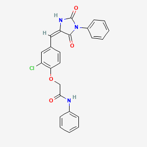 molecular formula C24H18ClN3O4 B5913133 2-{2-chloro-4-[(2,5-dioxo-1-phenyl-4-imidazolidinylidene)methyl]phenoxy}-N-phenylacetamide 