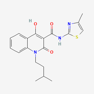 molecular formula C19H21N3O3S B5913292 4-hydroxy-1-(3-methylbutyl)-N-(4-methyl-1,3-thiazol-2-yl)-2-oxo-1,2-dihydro-3-quinolinecarboxamide 