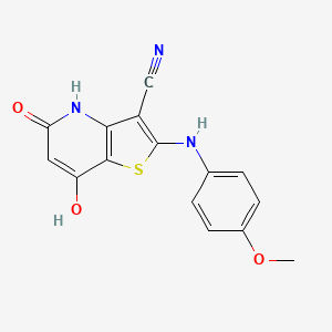 5,7-dihydroxy-2-[(4-methoxyphenyl)amino]thieno[3,2-b]pyridine-3-carbonitrile