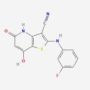 2-[(3-fluorophenyl)amino]-7-hydroxy-5-oxo-4,5-dihydrothieno[3,2-b]pyridine-3-carbonitrile