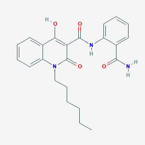 molecular formula C23H25N3O4 B5913355 N-[2-(aminocarbonyl)phenyl]-1-hexyl-4-hydroxy-2-oxo-1,2-dihydro-3-quinolinecarboxamide 