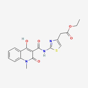 molecular formula C18H17N3O5S B5913548 ethyl (2-{[(4-hydroxy-1-methyl-2-oxo-1,2-dihydro-3-quinolinyl)carbonyl]amino}-1,3-thiazol-4-yl)acetate 